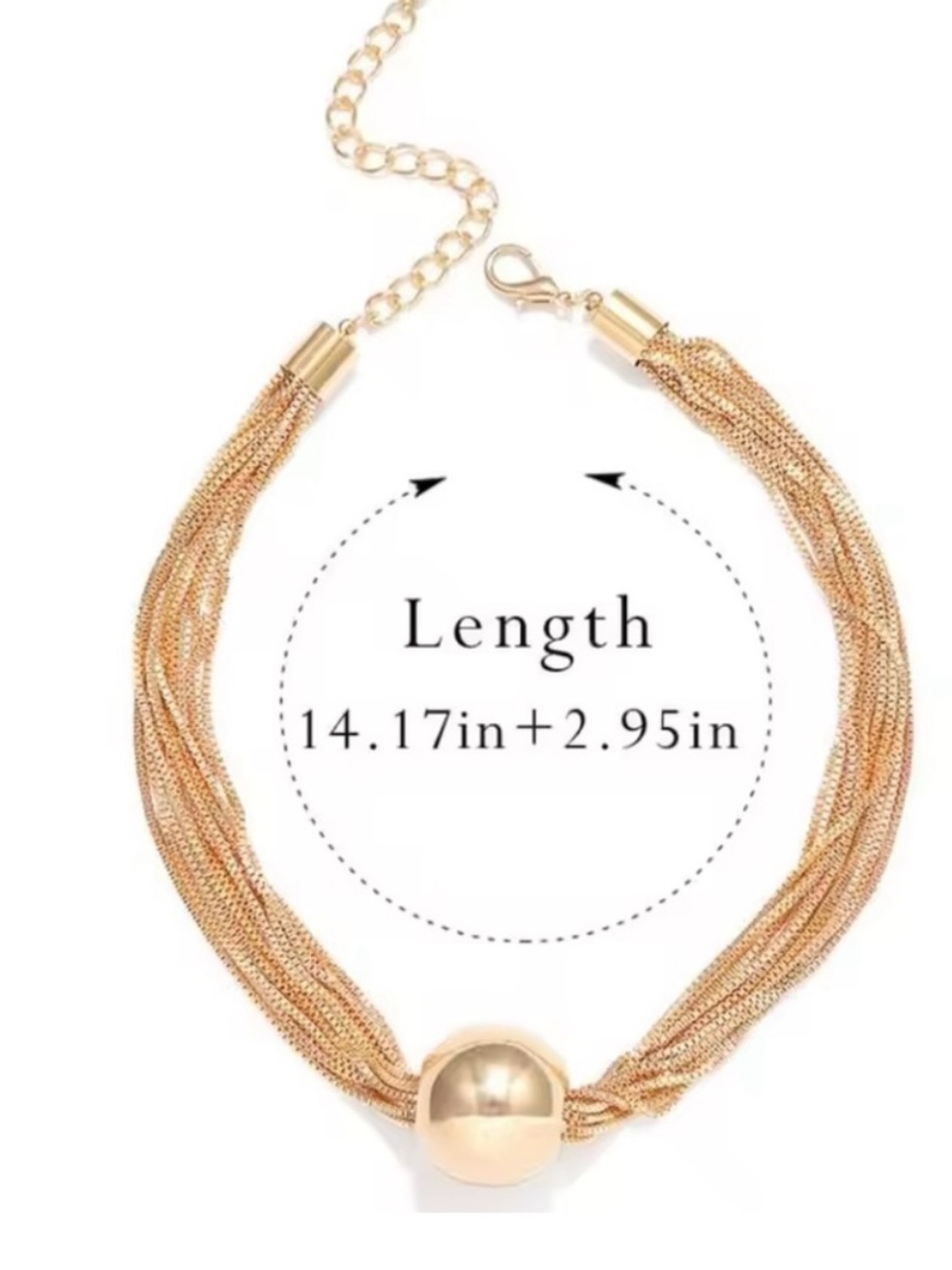 Gold Multi-Strand Choker with Dome Bead - Picture 4 of 4